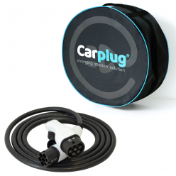 Carplug-Ladekabel für Elektroautos – Typ 2–Typ 2 – 5meter – einphasig – 32 A – 7,4 kW + Tasche