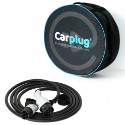 Carplug-Ladekabel für Elektroautos – Typ 2–Typ 2 – 5meter – dreiphasig– 32 A – 22 kW + Tasche
