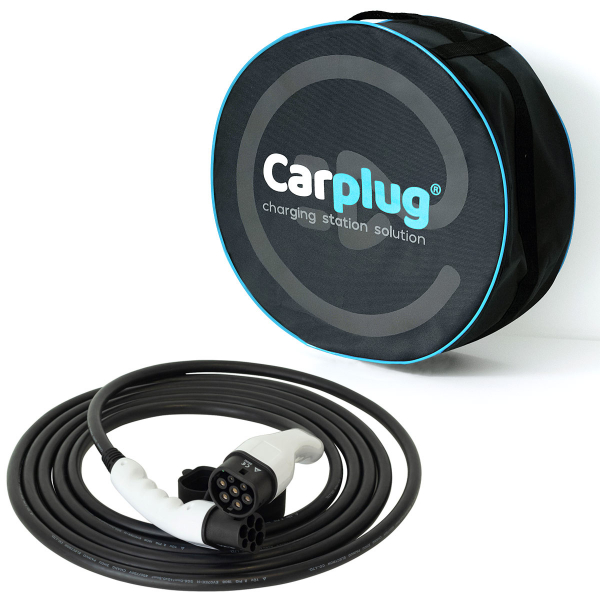  Carplug-Ladekabel für Elektroautos – Typ 2–Typ 2 – 7meter – dreiphasig– 32 A – 22 kW + Tasche - Carplug